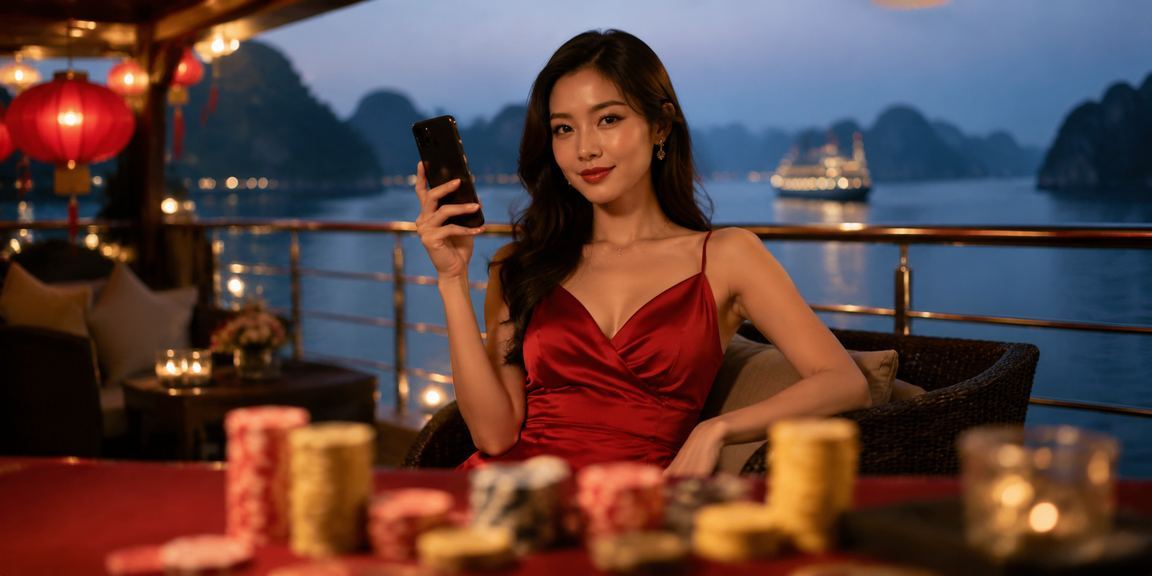 Người dùng Việt Nam tham gia lễ hội casino trực tuyến và chơi game trên điện thoại tại vịnh Hạ Long