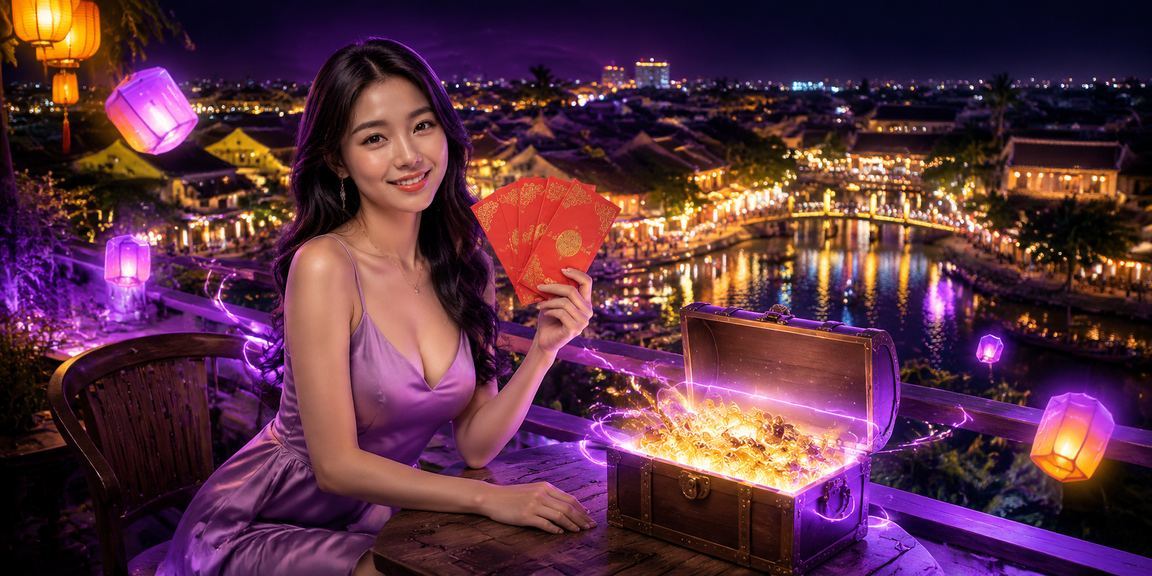 Đèn lồng và phong bao lì xì đỏ tại Hội An, Việt Nam