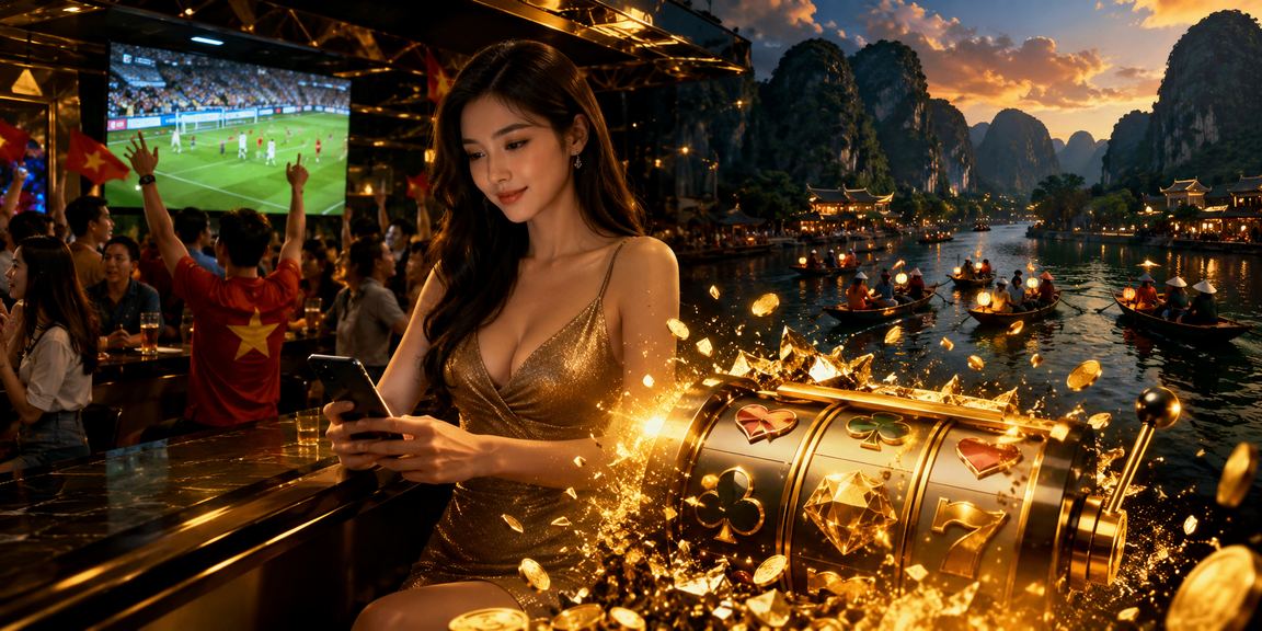 Người dùng Ninh Bình chơi slot game trên điện thoại, xem trạng thái tiền thưởng